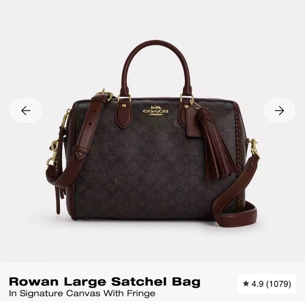 Coach Rowan Large Satchel Bag in Dark Brown and Chestnut